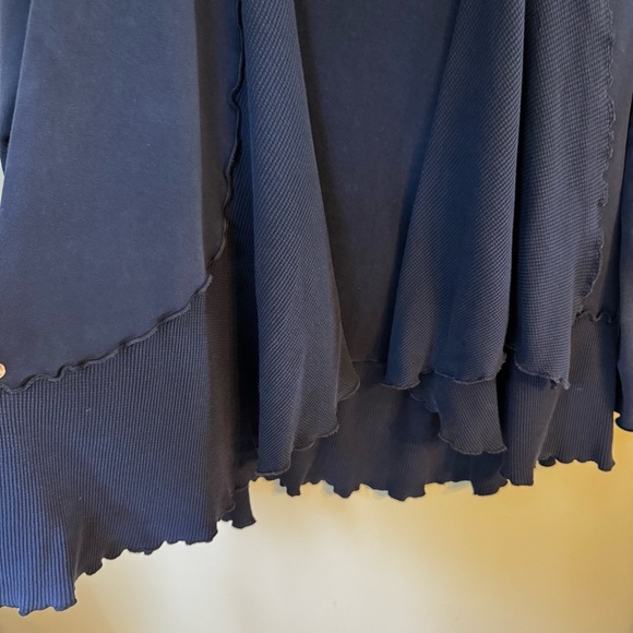 Prairie Cotton Navy Blue Cascade Open Long Sleeve Cardigan Sweater Sz Small - Picture 3 of 6